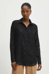 ANSWEAR camasa femei, culoarea negru, cu guler clasic, regular BBYH-KDD069_99X