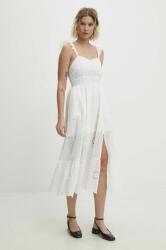 ANSWEAR rochie din bumbac culoarea alb, midi, evazati BBYH-SUD0BJ_00X
