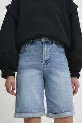 Answear Lab pantaloni scurti jeans femei, neted, high waist BBYH-SZD013_55X