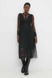 ANSWEAR rochie culoarea negru, midi, evazati BBYH-SUD04F_99X