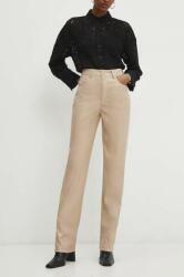 Answear Lab pantaloni femei, culoarea bej, drept, high waist BBYH-SPD020_80X