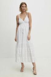 ANSWEAR rochie din bumbac culoarea alb, maxi, evazati BBYH-SSD02G_00X