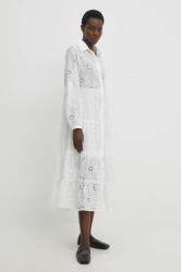 ANSWEAR rochie din bumbac culoarea alb, midi, evazati BBYH-SUD08N_00X