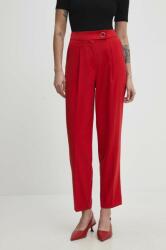 Answear Lab pantaloni femei, culoarea rosu, fason tigareta, high waist BBYH-SPD02H_33X