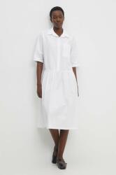 ANSWEAR rochie din bumbac culoarea alb, midi, evazati BBYH-SUD0C4_00X