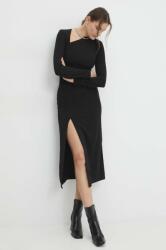 ANSWEAR rochie culoarea negru, midi, mulata BBYH-SUD015_99X