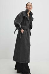 ANSWEAR palton jeans femei, culoarea negru, de tranzitie BBYH-KPD014_99X
