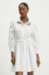 ANSWEAR rochie din bumbac culoarea alb, mini, evazati BBYH-SUD09B_00X