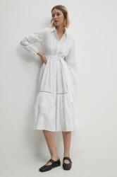 ANSWEAR rochie din bumbac culoarea alb, midi, evazati BBYH-SUD0AM_00X