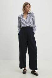 Answear Lab pantaloni femei, culoarea albastru marin, lat, high waist BBYH-SPD03C_59X