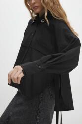 ANSWEAR camasa femei, culoarea negru, cu guler clasic, relaxed BBYH-KDD059_99X