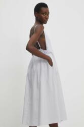 ANSWEAR rochie din bumbac culoarea alb, midi, evazati BBYH-SSD02N_00X