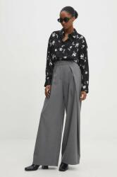 Answear Lab pantaloni femei, culoarea gri, lat, high waist BBYH-SPD01Y_90X