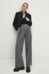 Answear Lab pantaloni femei, culoarea gri, lat, high waist BBYH-SPD012_90X