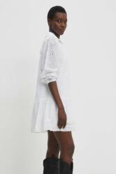 ANSWEAR rochie din bumbac culoarea alb, mini, evazati BBYH-SSD02O_00X