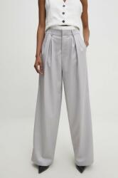 Answear Lab pantaloni femei, culoarea gri, lat, high waist BBYH-SPD02O_90X