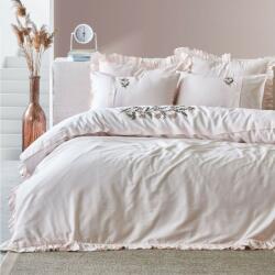 Cotton Club® Lenjerie pat premium satin de lux cu broderie și volan, Issel Roz