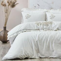 Cotton Club® Lenjerie pat premium satin de lux cu broderie și volan, Meria Ecru