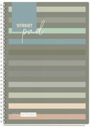 STREET Spirálfüzet STREET Pad A/4 vonalas 100 lapos sötét csíkos (67141) - papir-bolt