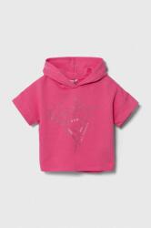 GUESS gyerek melegítőfelső pamutból rózsaszín, nyomott mintás, kapucnis - rózsaszín 158-166 - answear - 16 990 Ft