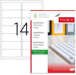 TANEX Etichete albe autoadezive 14/A4, 99.1 x 38.1 mm, colturi rotunjite, 100 coli/top, TANEX (13887)