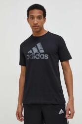 Adidas pamut póló fekete, férfi, nyomott mintás, IR5828 - fekete L