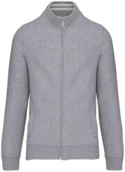 Kariban Férfi vastag cipzáras pulóver bordázott csíkos gallérral, Kariban KA456, Oxford Grey-XL (ka456oxg-xl)