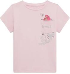 GUESS Розова тениска за мини момиче с джоб и сребристи надписи Guess