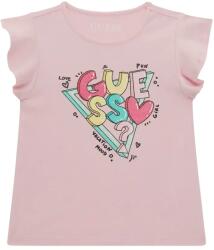 GUESS Розова тениска с къдрички за мини момиче с цветни букви Guess