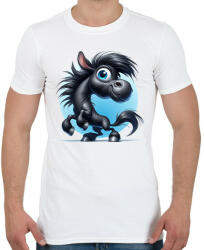 printfashion Fekete ló - Férfi póló - Fehér (15899841)
