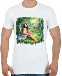 printfashion Lány az erdőben - Férfi póló - Fehér (15884433)