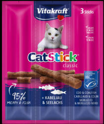 Vitakraft Cat Stick Mini - jutalomfalat (tőkehal, fekete tőkehal) macskák részére (3x6g)