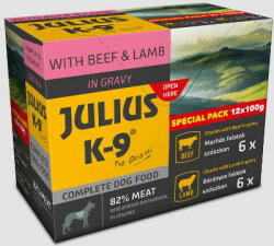 Julius-K9 Beef & Lamb válogatás szószban kutyáknak (4*12x100g)