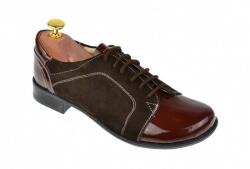 Rovi Design OFERTA MARIMEA 39 - Pantofi dama, casual, din piele naturala, maro, cu varf din lac, Bob LP53MM - ellegant