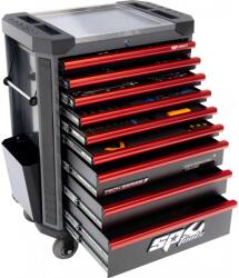 SP Tools Szerszámos kocsi gyári-felszerelt 230 db-os 9 fiók TECH Series - PIROS (SP01088)