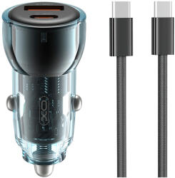 XO Incarcator Auto Cu Cablu USB-C XO Design CC60, 60W, 3A, 1 x USB-A - 1 x USB-C, Albastru