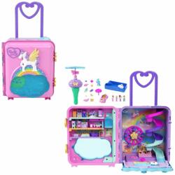 Mattel Set de joaca cu 4 mini papusi Polly Pocket in troller, HKV43 Papusa