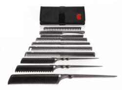 Kasho Set 10 piepteni din fibra de carbon pentru styling + port textil (4260163210258)