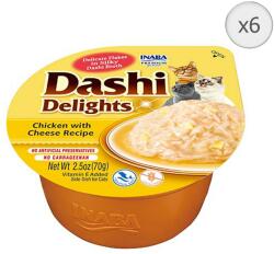 Inaba Foods Dashi Delights nedves macskaeledel, csirke és sajt, 6 x 70 g