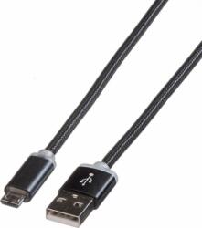 Roline USB-A apa - MicroUSB-B apa 2.0 Adat és töltő kábel - Fekete (1m) (11.02.8318-10)