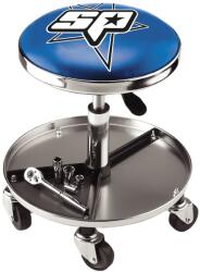 SP Tools Szerelőszék kerek teleszkópos 5 kerék - profi króm - KÉK - SP Tools (SPR-55-K)