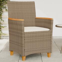 vidaXL 2 db bézs polyrattan és tömör fa kerti szék párnával (368722) - vidaxl
