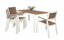 Keter Harmony kerti bútor szett, asztal + 4 szék, fehér / cappuccino (610133)