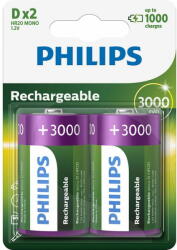 Philips 20B2A300/10 D Tölthető elem, 3000mAH, 2db (R20B2A300/10)