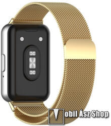 Okosóra milánói szíj - rozsdamentes acél, légáteresztő, mágneses csat - ARANY - 223mm hosszú - SAMSUNG Galaxy Fit3 (SM-R390)