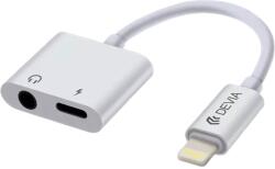 Adapter: Devia EH018 - 2in1 Audio + töltő (Lightning) adapter iPhone készülékekhez, fehér