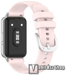 Okosóra szíj - RÓZSASZÍN - szilikon, 123mm + 98mm hosszú, 18mm széles szíj fém adapterrel - SAMSUNG Galaxy Fit3 (SM-R390)