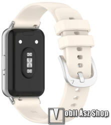 Okosóra szíj - BÉZS - szilikon, 123mm + 98mm hosszú, 18mm széles szíj fém adapterrel - SAMSUNG Galaxy Fit3 (SM-R390)