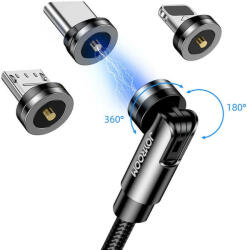 JOYROOM 3in1 USB - USB-C + micro + Lightning Töltőkábel - 1.2m 2.4A - Fekete (S-1224X2)