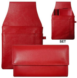 Choice uniszex piros bőr brifkó, pénztárca és tartó szett (853452-003)